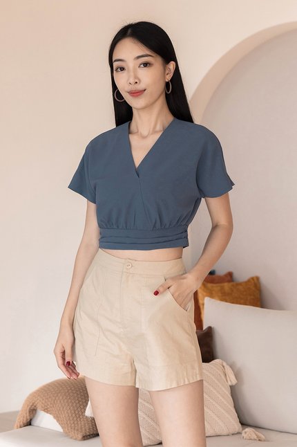 Ashley Wrap Top (Hale Blue)