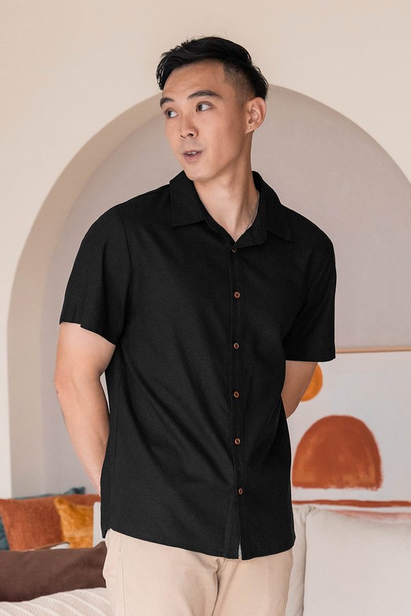 Ash Linen Collar Shirt V2 (Black)