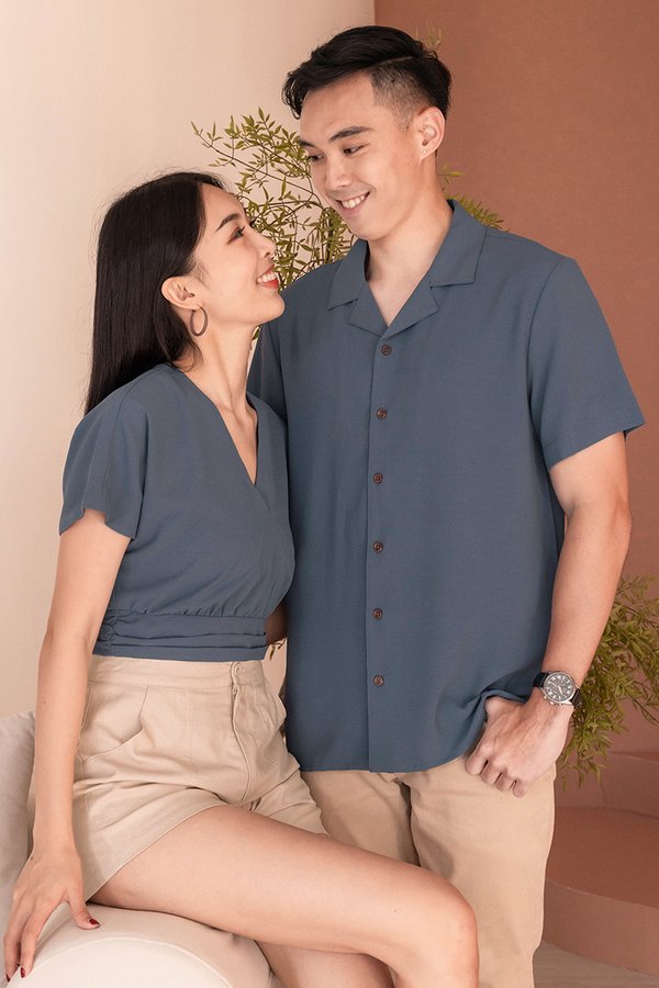 Ashley Wrap Top (Hale Blue)