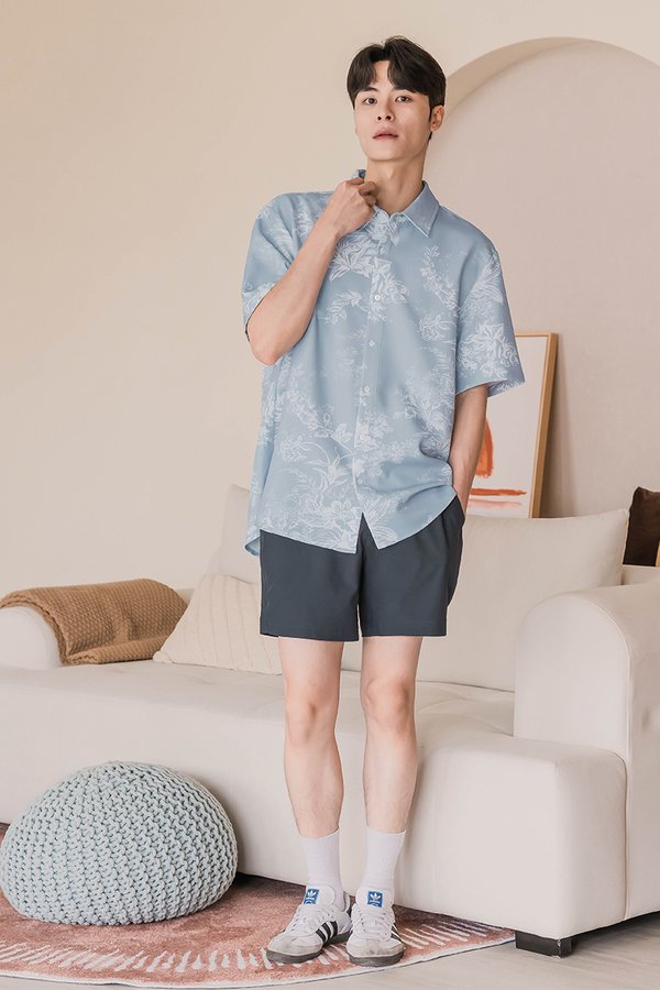 *SIZE M, L ON BACKORDER* Benjamin Oversize Collar Shirt (Lake Blue Earthy Bliss)