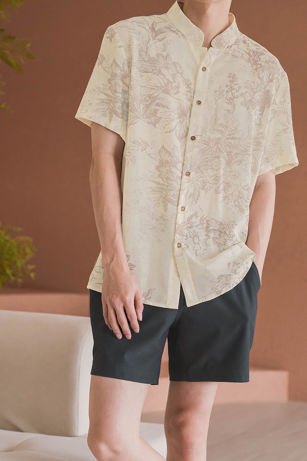 Dan Mandarin Collar Shirt (Fawn Earthy Bliss)
