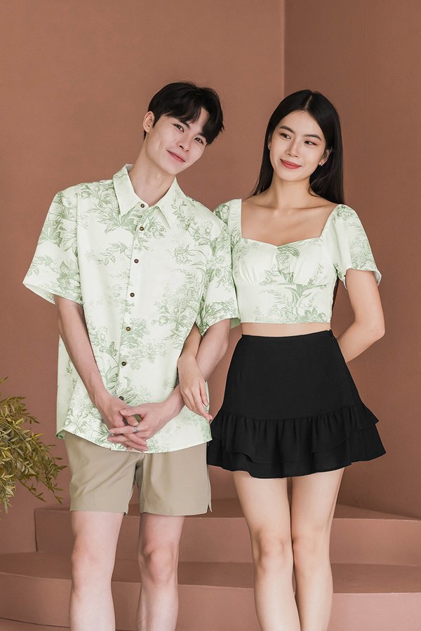 Benjamin Oversize Collar Shirt (Olive Earthy Bliss)