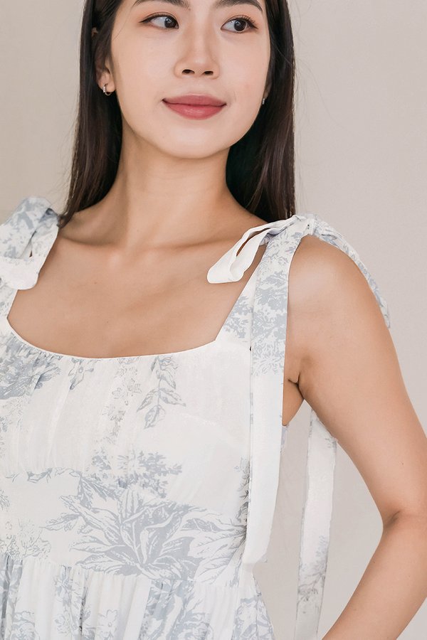 Odelia Padded Tie-Strap Midi Dress (Gris Earthy Bliss)