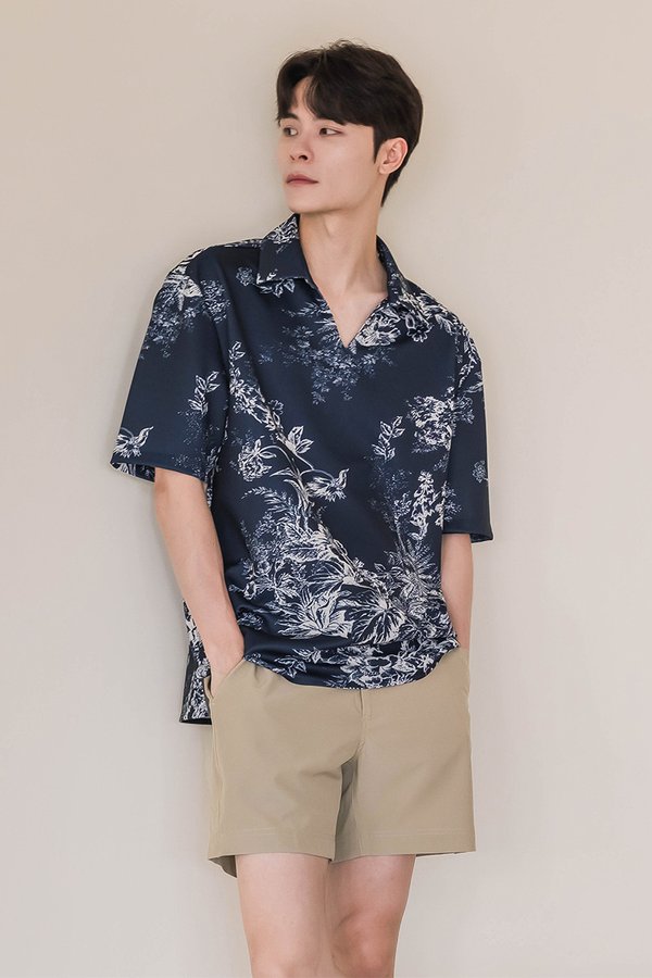 *SIZE M & L ON BACKORDER* Oliver Polo Oversize Collar Shirt (Midnight Earthy Bliss)