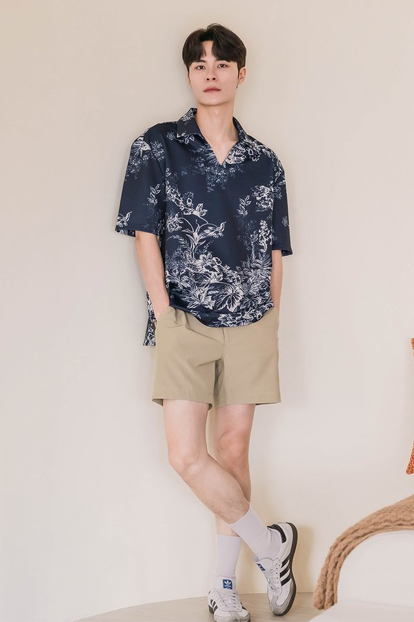 *SIZE M & L ON BACKORDER* Oliver Polo Oversize Collar Shirt (Midnight Earthy Bliss)