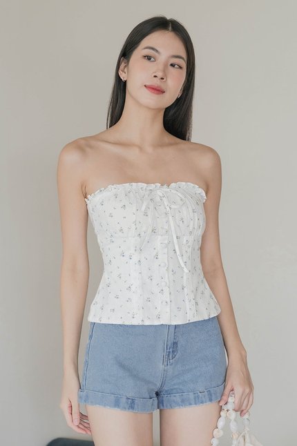 *PREORDER* Fennie Padded Button Tube Top (Cornflower Garden)