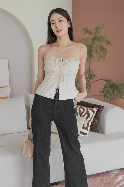 *PREORDER* Fennie Padded Button Tube Top (Natural)