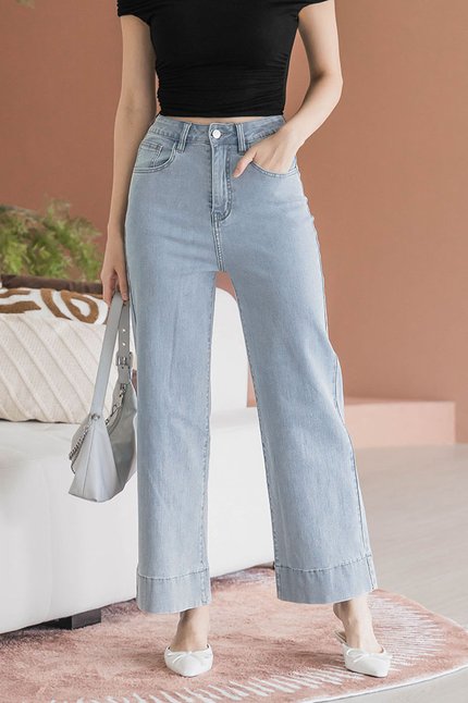 Kelly Wide Leg Denim Pants - Regular (Mid Wash Denim)
