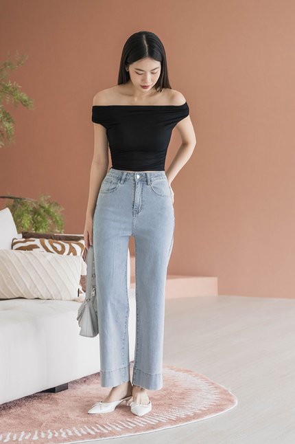 Kelly Wide Leg Denim Pants - Regular (Mid Wash Denim)