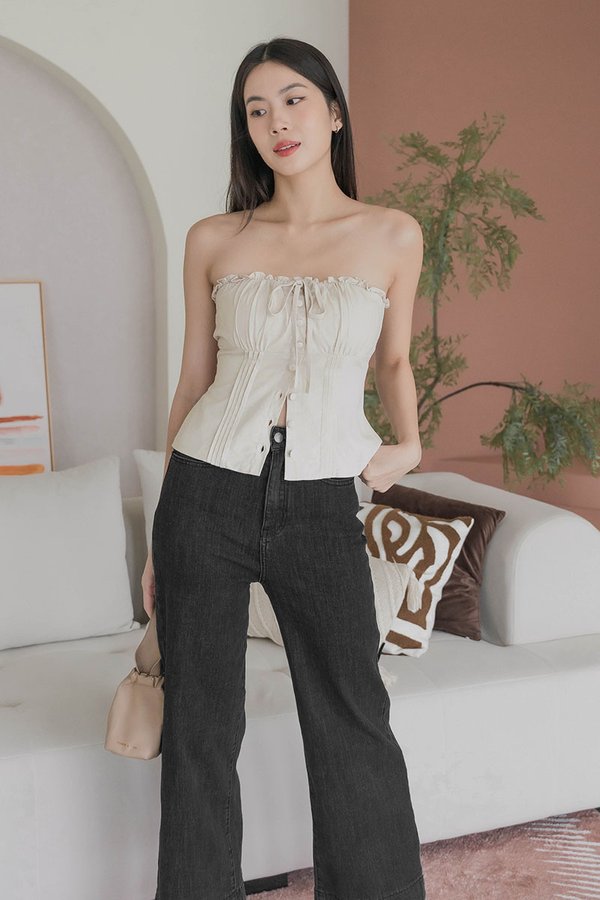 Fennie Padded Button Tube Top (Natural)