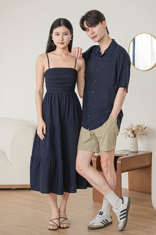 Benjamin Oversize Collar Shirt (Navy)