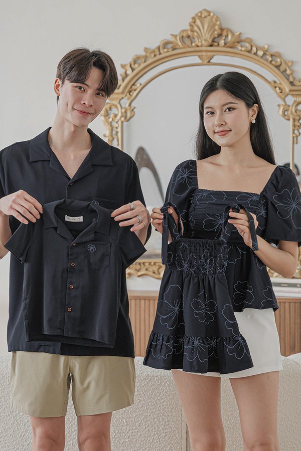 Kids Emmie Tie-Strap Smocked Dress (Midnight Florette)