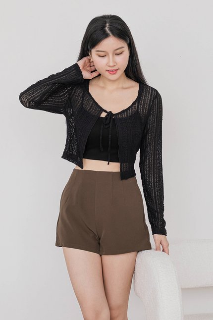 Piper Lace Ribbon Cardigan (Black)