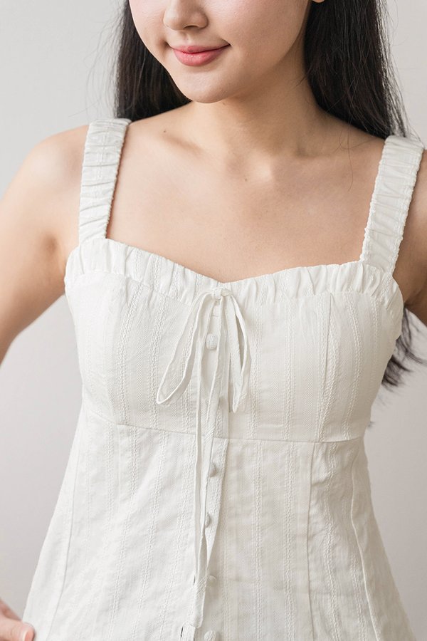 Aurelia Padded Ruched Strap Top (White)