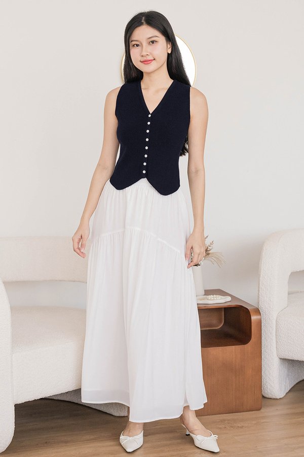 Claud Button Vest Knit Top (Midnight)