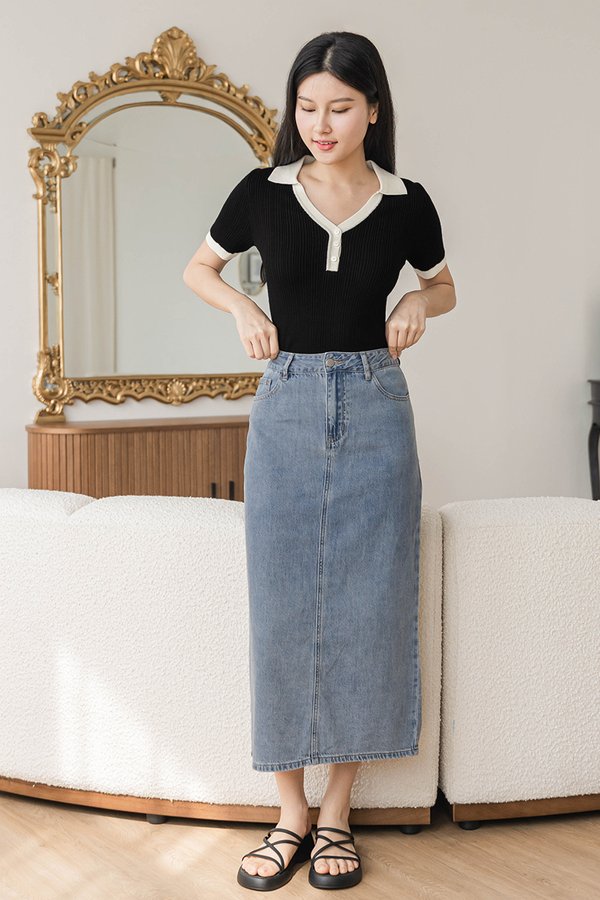 Jennie Denim Midaxi Skirt (Mid Wash)
