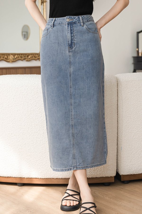 Jennie Denim Midaxi Skirt (Mid Wash)