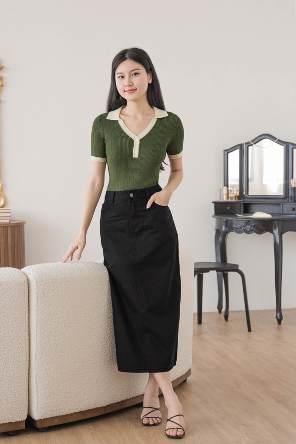Jennie Denim Midaxi Skirt (Black)