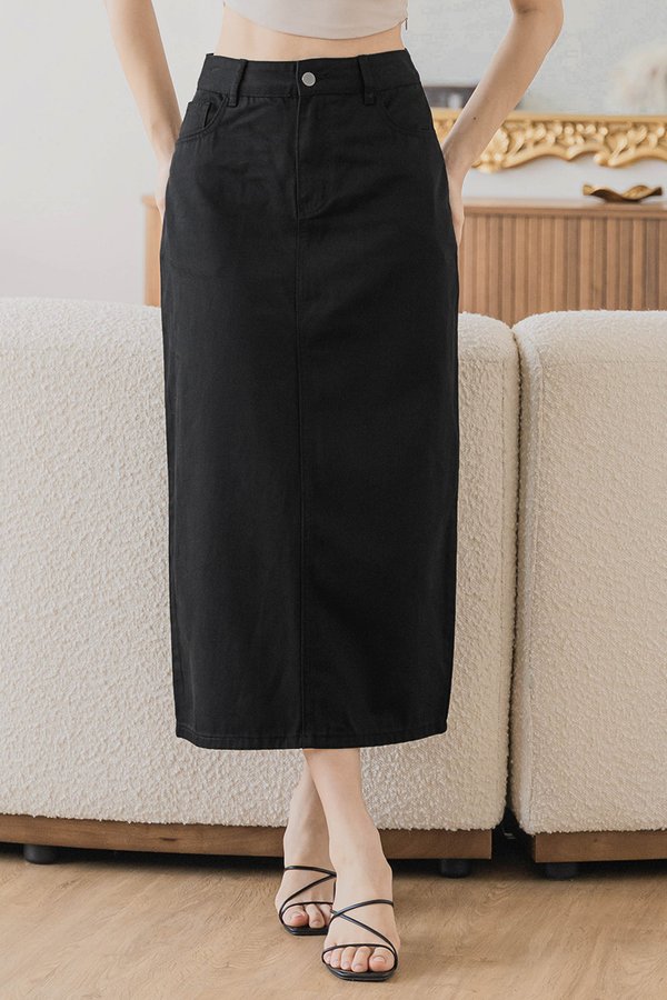 Jennie Denim Midaxi Skirt (Black)