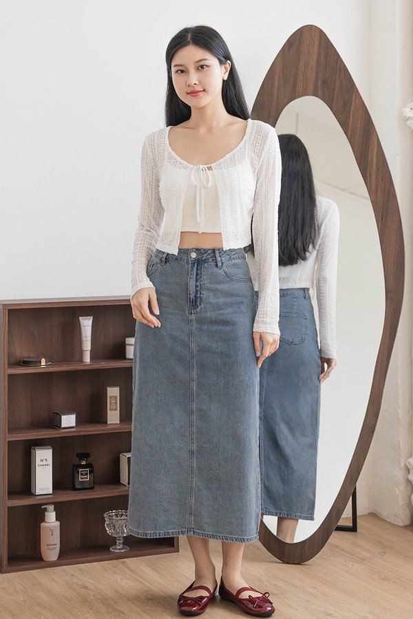 Piper Lace Ribbon Cardigan (White)