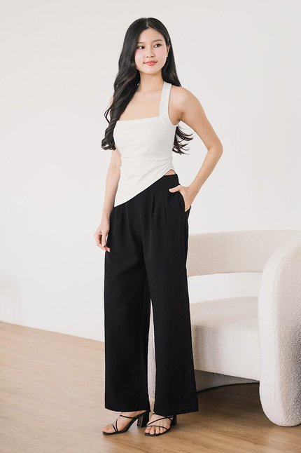 Noah Tencel Linen Wide Leg Pants - Petite (Black)