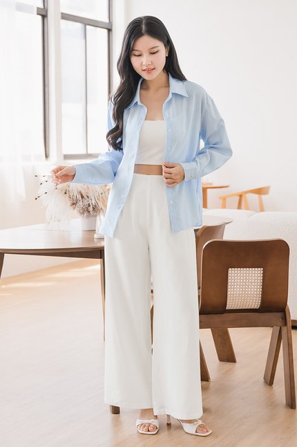Noah Tencel Linen Wide Leg Pants - Petite (White)
