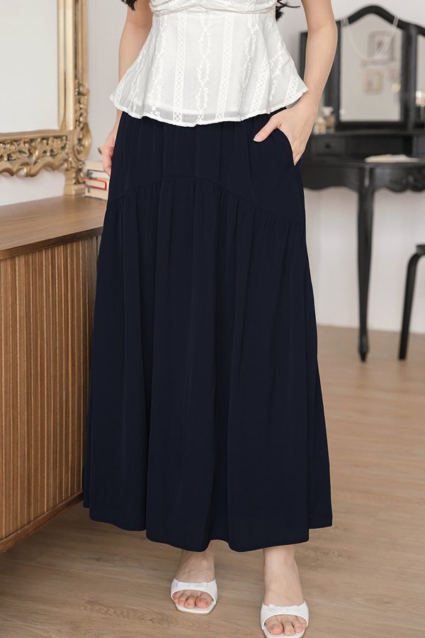 Andrea Tiered Maxi Skirt (Midnight)