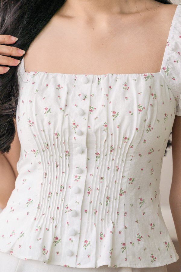 Clover Padded Pintuck Top (Rose Garden)
