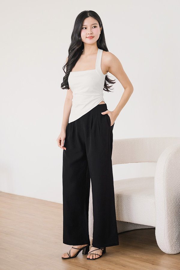Noah Tencel Linen Wide Leg Pants - Petite (Black)