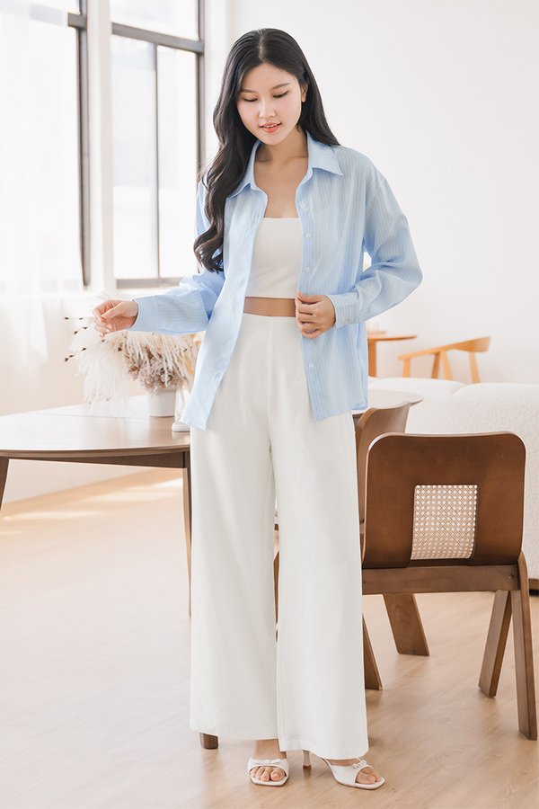 Noah Tencel Linen Wide Leg Pants - Petite (White)