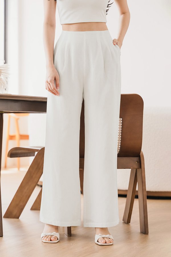 Noah Tencel Linen Wide Leg Pants - Petite (White)