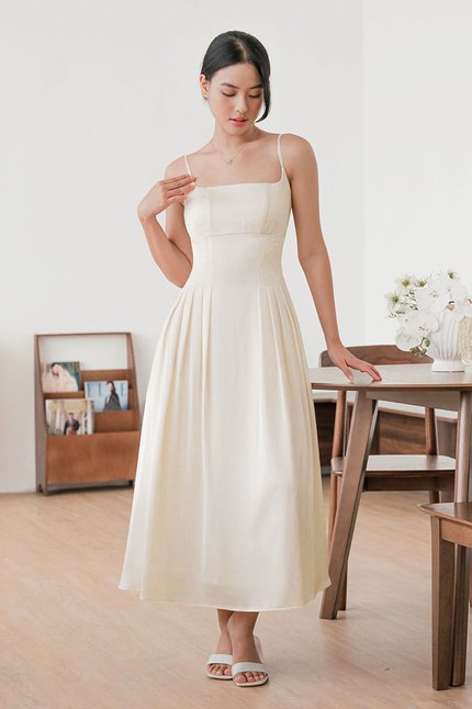 Marilyn Padded Low-Back Midaxi Dress (Champagne)