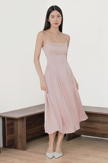 Marilyn Padded Low-Back Midaxi Dress (Pink)