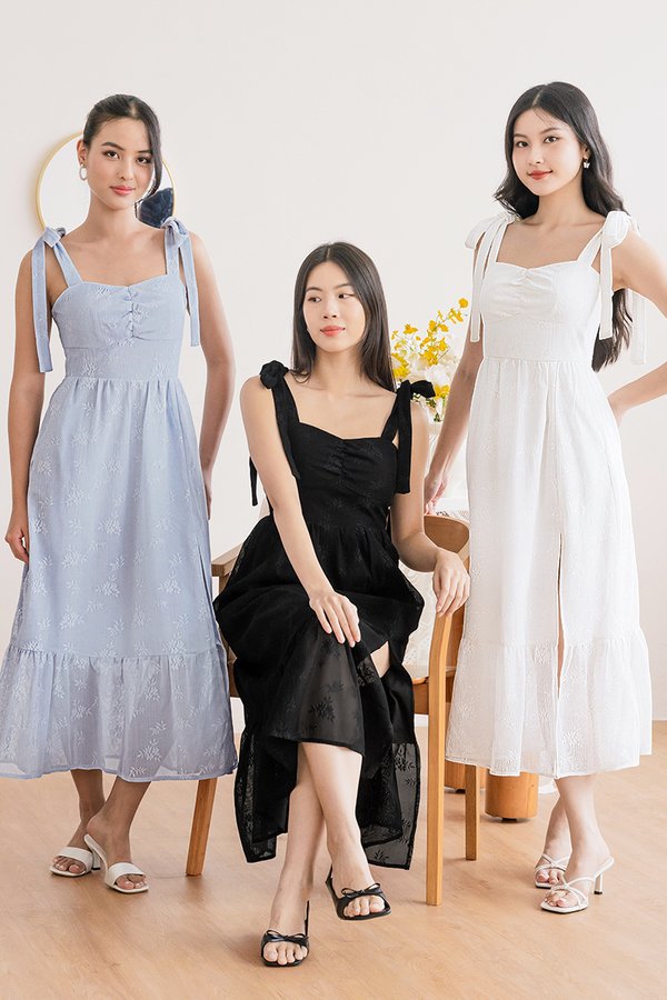 *PREORDER - ETA 2 DEC* Cherbelle Padded Tie-Strap Midaxi Dress (Periwinkle)