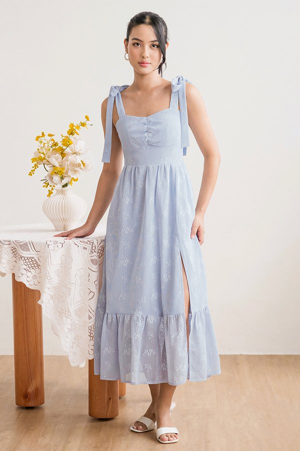 *PREORDER - ETA 2 DEC* Cherbelle Padded Tie-Strap Midaxi Dress (Periwinkle)