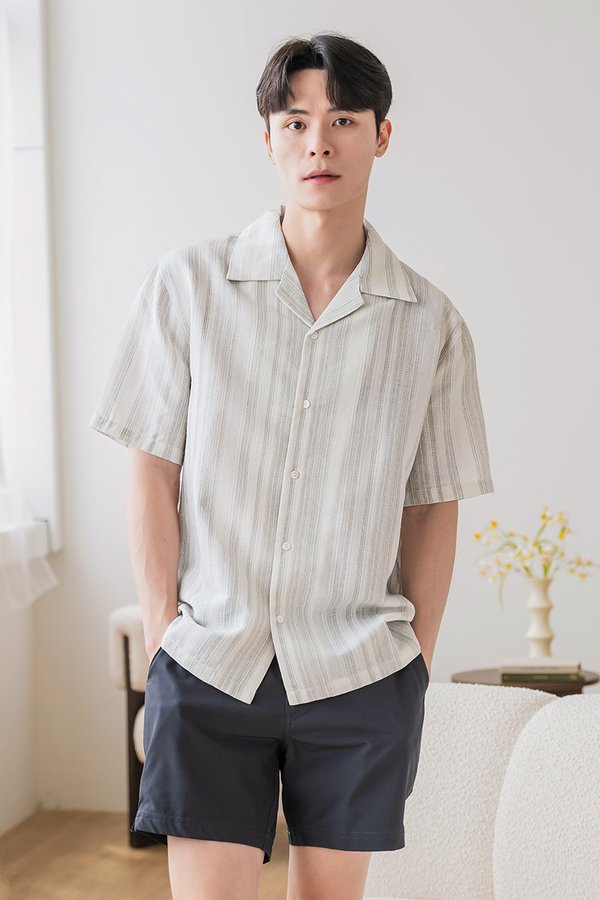 Jayden Collar Shirt V2 (Light Grey Stripes)