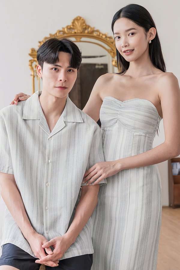 Jayden Collar Shirt V2 (Light Grey Stripes)