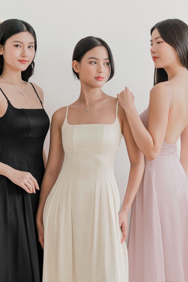 Marilyn Padded Low-Back Midaxi Dress (Champagne)