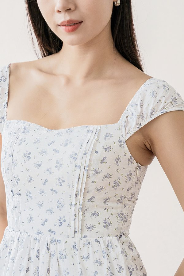 Rosie Padded Tiered Midaxi Dress (Bleu Cottage)