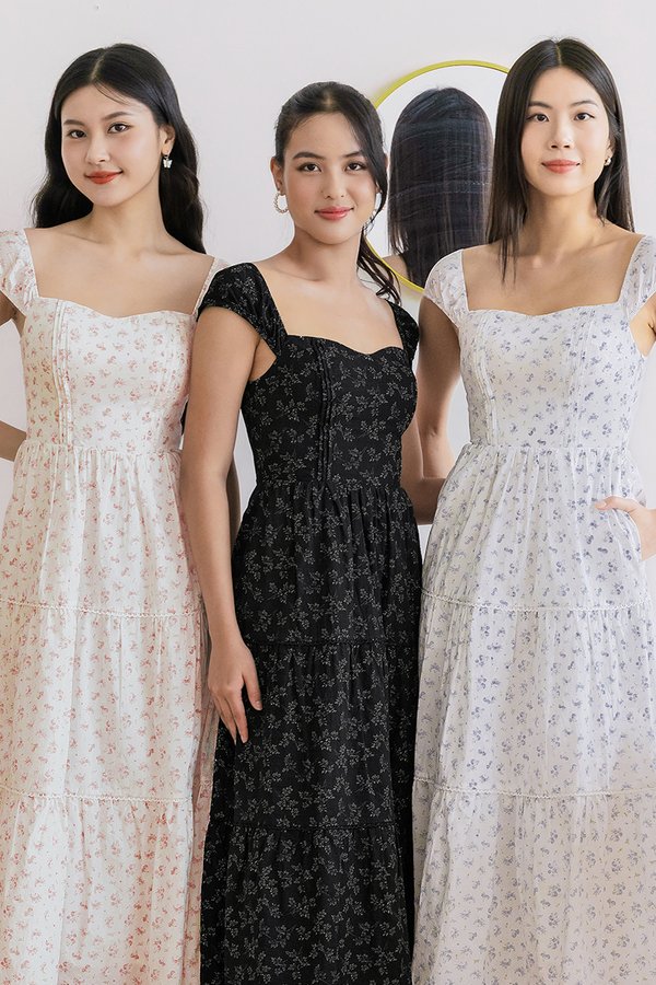 Rosie Padded Tiered Midaxi Dress (Rose Cottage)