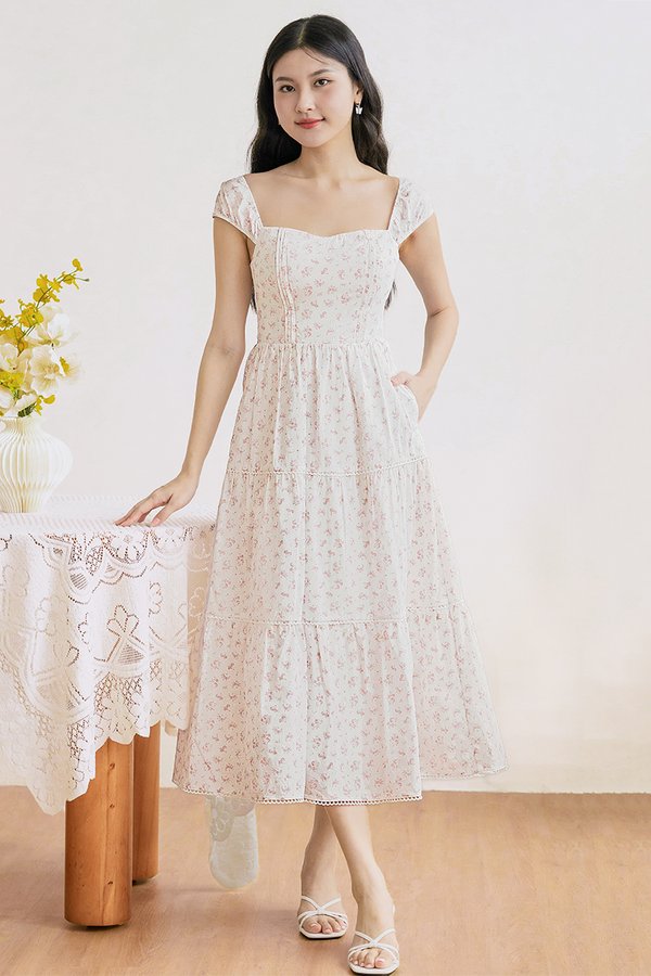 Rosie Padded Tiered Midaxi Dress (Rose Cottage)
