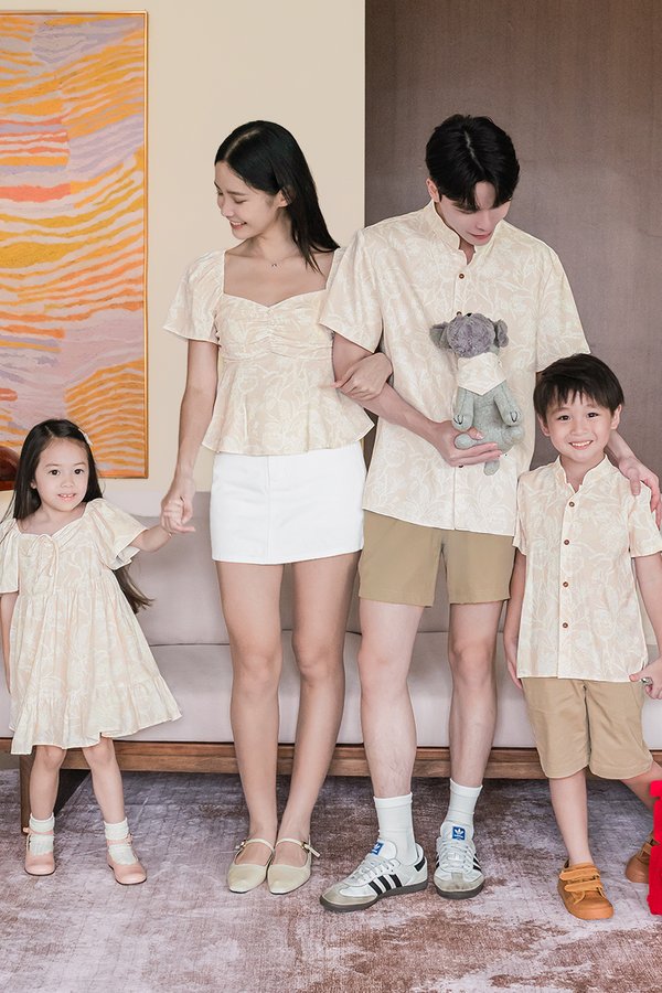 Kids Dane Mandarin Collar Shirt (Sand Peach Batik)