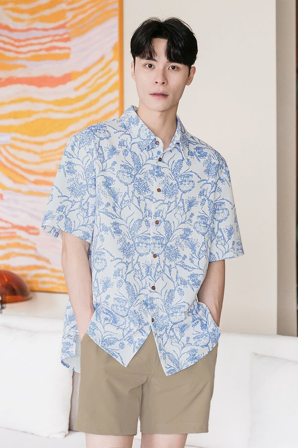 Benjamin Oversize Collar Shirt (Blue batik)