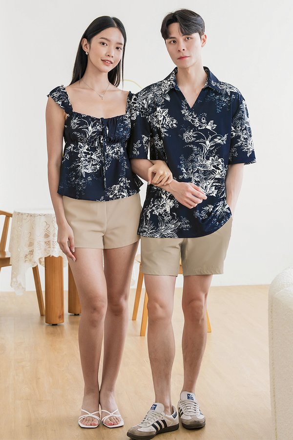 Britney Padded Cap Sleeve Babydoll Top (Midnight Earthy Bliss)