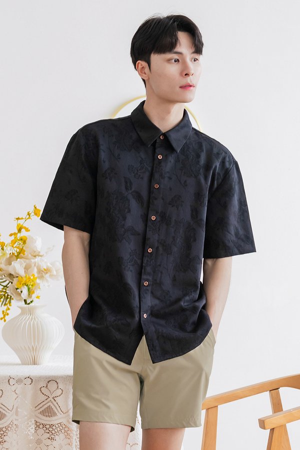 Damian Oversize Collar Shirt (Black Orient)