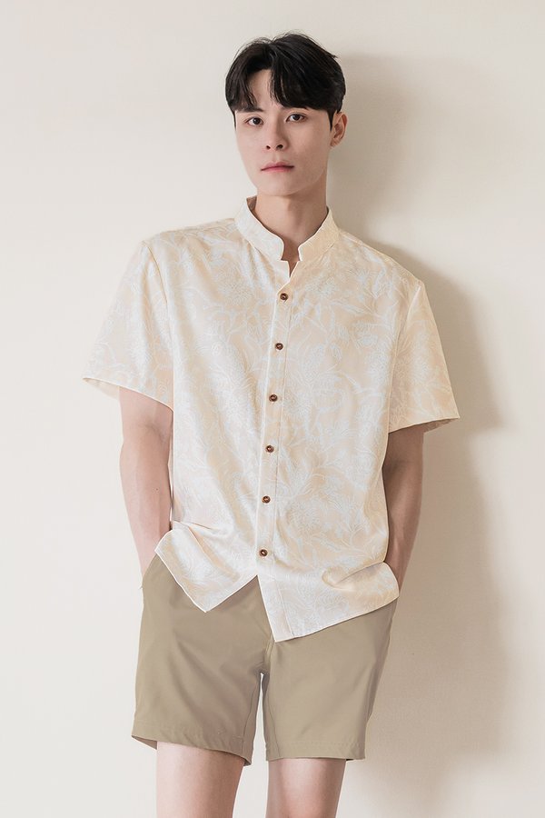 Dan Mandarin Collar Shirt (Sand Peach Batik)