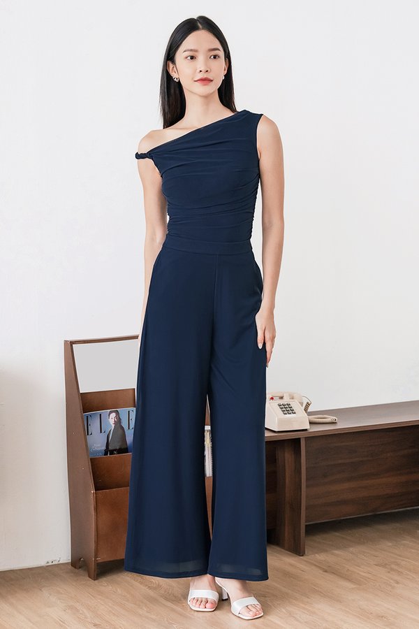 Drea Mesh Wide Leg Palazzo Pants - Regular (Navy)
