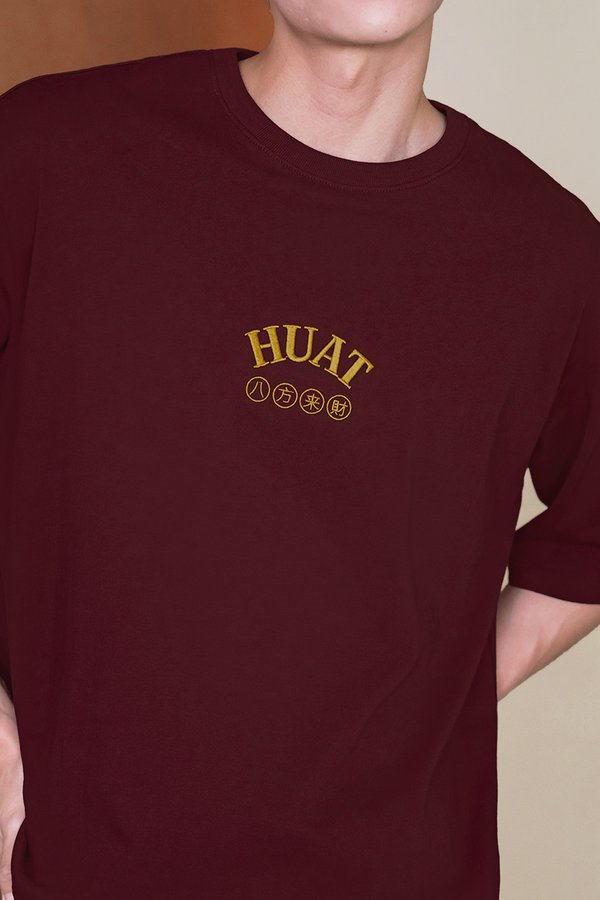 發 HUAT Oversize Unisex Tee (Maroon)