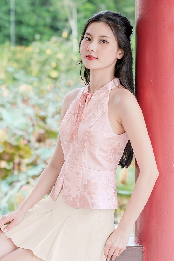 福 Fu Padded Ribbon Cheongsam Top (Pastel Blooms)