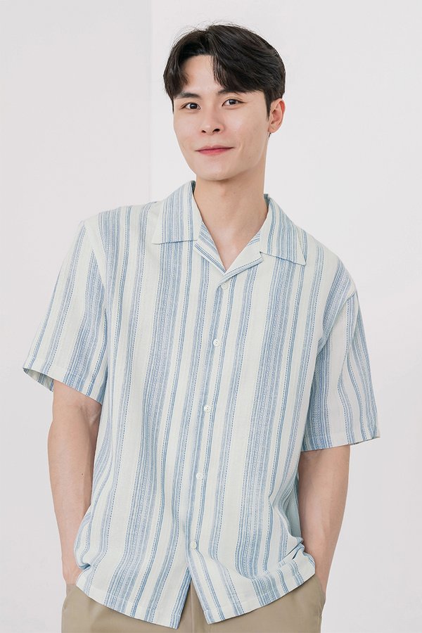 Jayden Collar Shirt V2 (Light Blue Stripes)